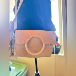 ABLE Local + Global Women Black &Brown Leather Clutch Crossbody Handbag Foldover